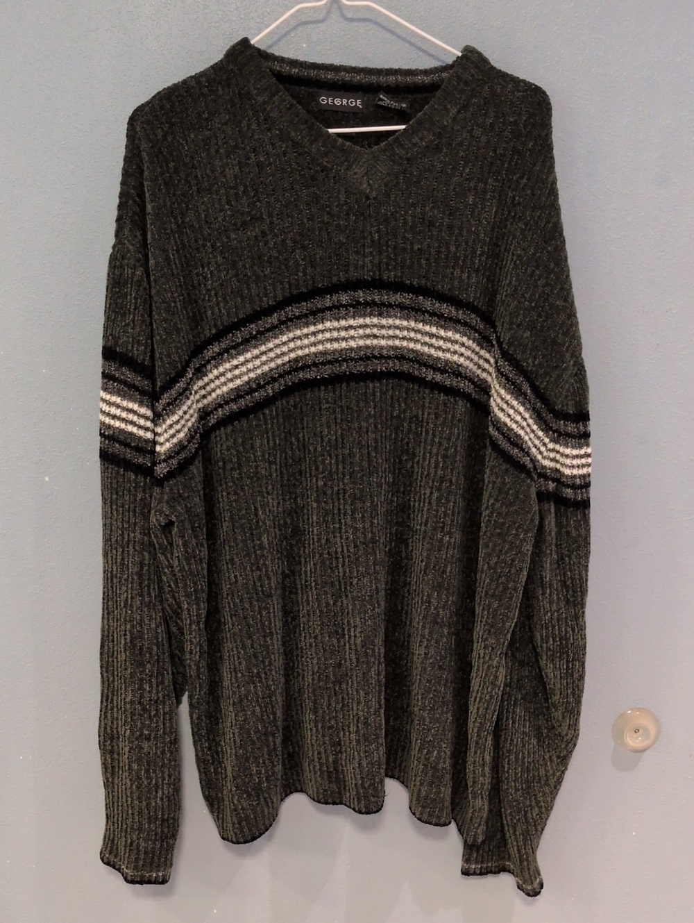 George Velvet Plush Knit 90's Style Chunky Slouchy Oversized Sweater Retro Y2K